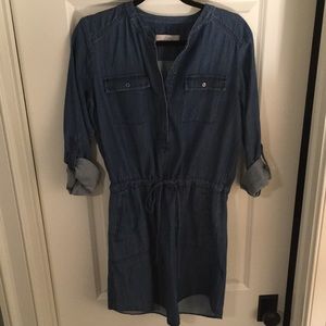 LOFT Denim Dress with Curved Hem